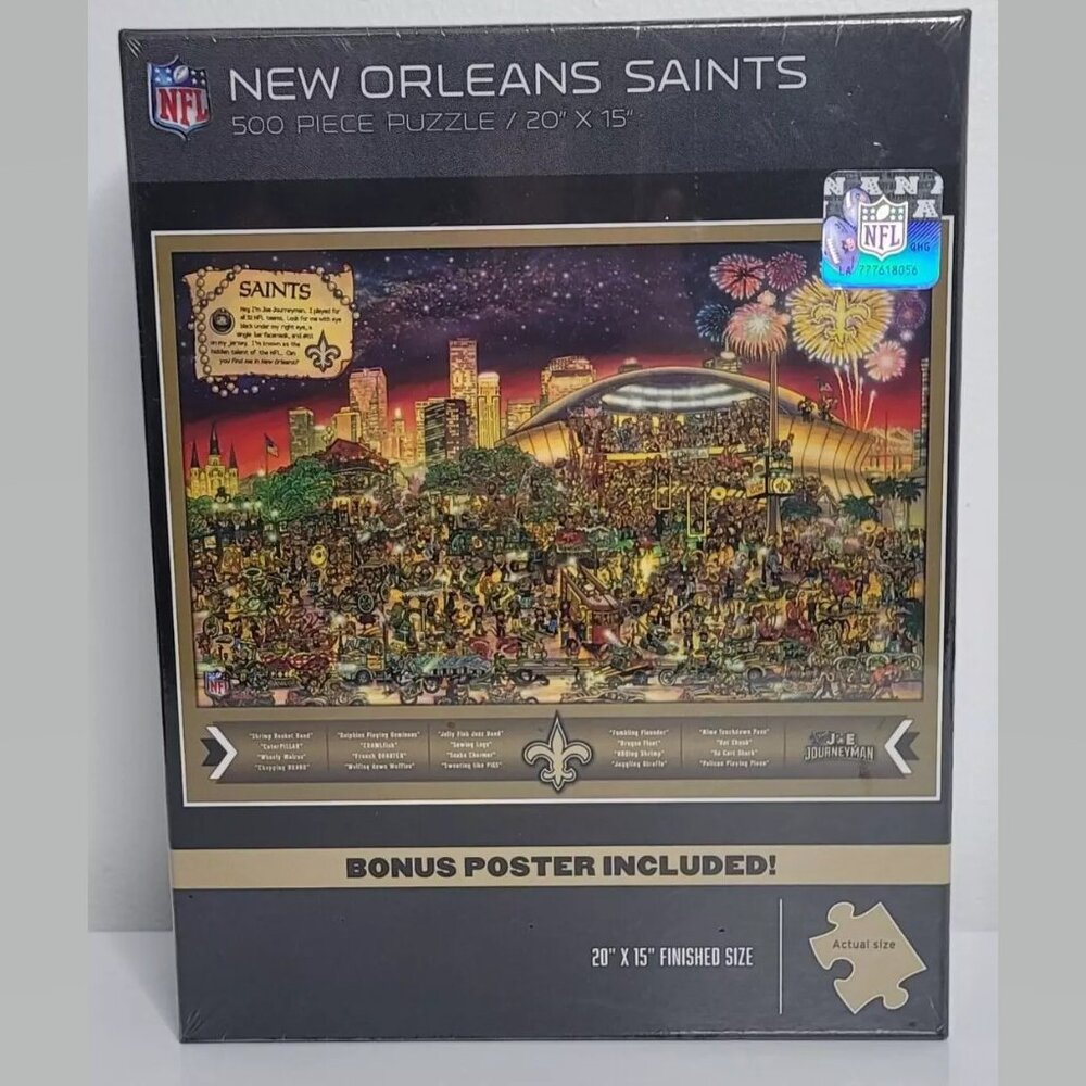 NFL New Orleans Saints Jigsaw Puzzle Football 500 Pieces Pcs Find Joe Journeyman